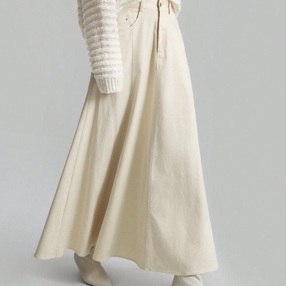 Apricot Minimalist Women's A-Line Midi Skirt - Picture 3 of 6